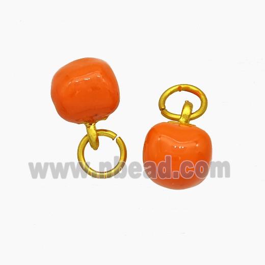 Copper Tomato Pendant Orange Enamel Gold Plated