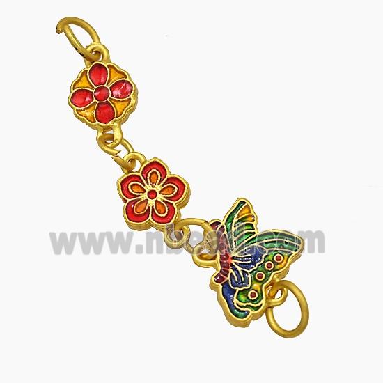 Copper Flower Butterfly Connector Painted Gold Plated