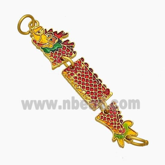 Copper Dragon Connector Red Painted Loong Gold Plated