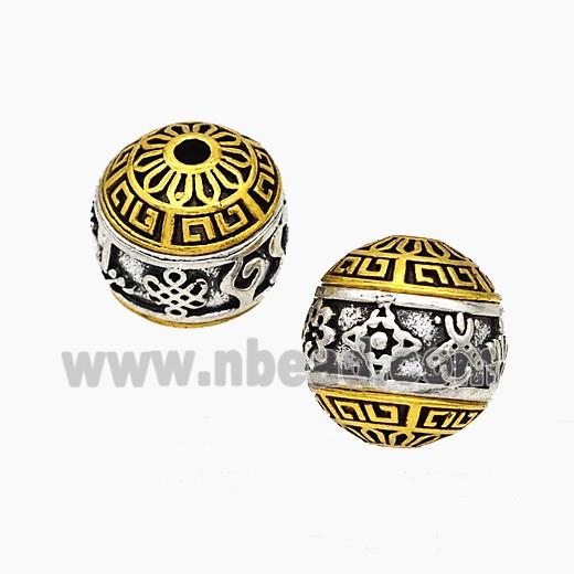 Tibetan Style Alloy Beads Round Antique Silver Golden
