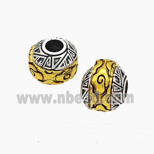Tibetan Style Alloy Rondelle Beads Rotatable Large Hole Antique Silver Golden
