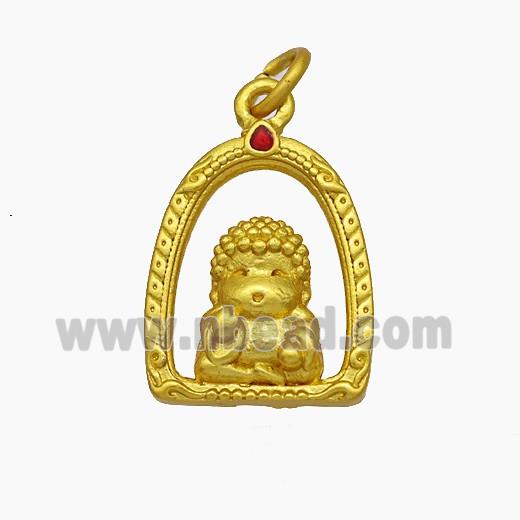 Tibetan Style Copper Buddha Pendant Gold Plated