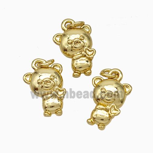 Copper Pig Charms Pendant Gold Plated