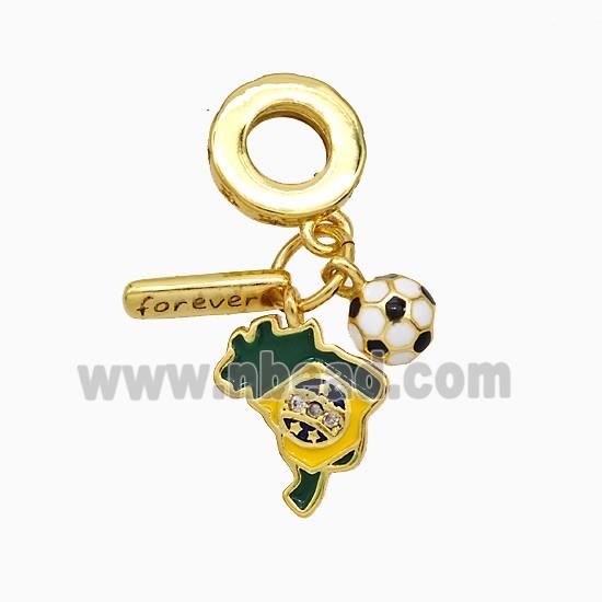 Copper Brazil Football Pendant Forever Enamel Gold Plated