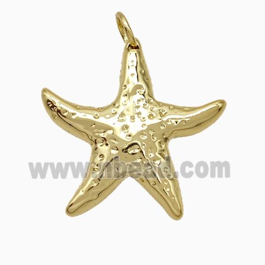 Copper Starfish Pendant Hammered Gold Plated