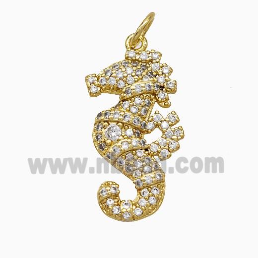 Copper Seahorse Pendant Pave Pearlized Resin Gold Plated