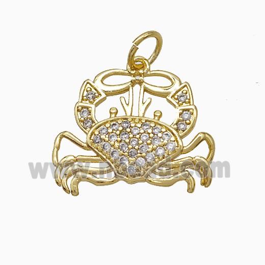 Copper Crab Pendant Pave Zirconia Gold Plated