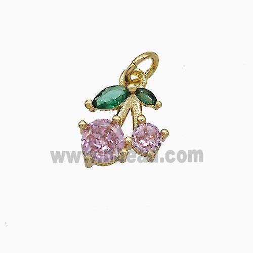 Copper Cherry Pendant Pave Zirconia Gold Plated