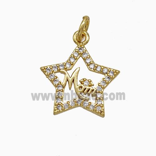 Copper Star Pendant Pave Zirconia Mom Gold Plated