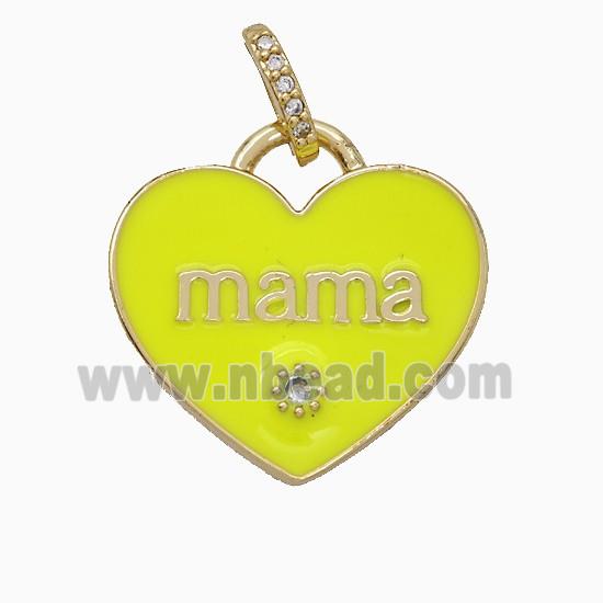 Copper Heart Pendant Yellow Enamel Mama Gold Plated
