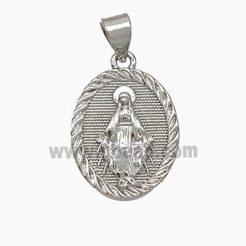 Copper Virgin Mary Pendant Platinum Plated
