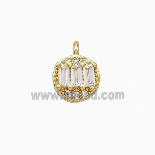 Copper Circle Pendant Pave Zirconia Gold Plated