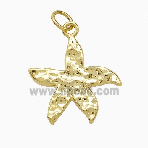 Copper Seastar Pendant Hammered Gold Plated