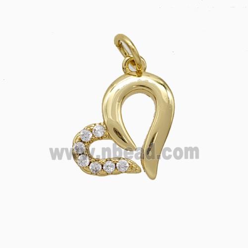 Copper Heart Pendant Pave Zirconia Gold Plated