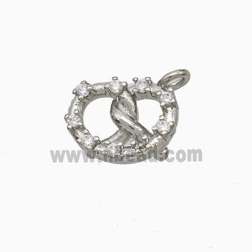 Copper Heart Pendant Pave Zirconia Platinum Plated