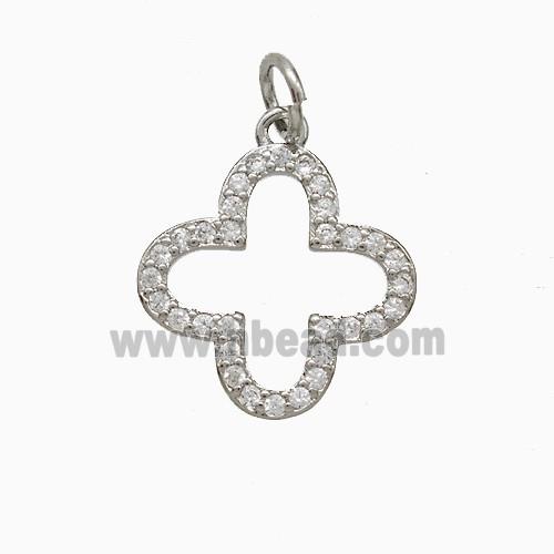 Copper Clover Pendant Pave Zirconia Platinum Plated