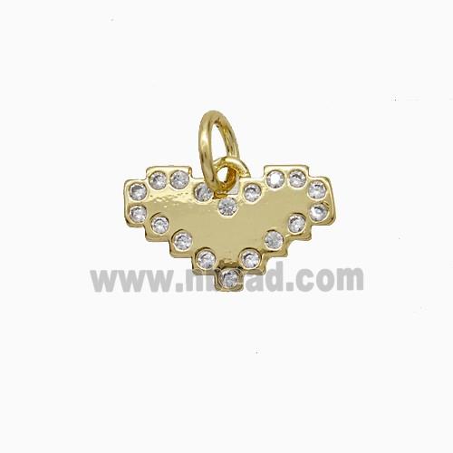 Copper Heart Pendant Pave Zirconia Gold Plated