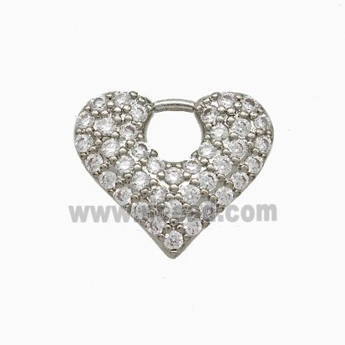 Copper Heart Pendant Pave Zirconia Platinum Plated