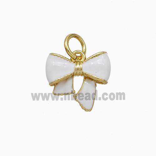 Copper Bowknot Pendant White Enamel Gold Plated