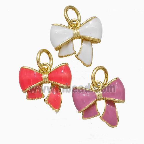Copper Bowknot Pendant Enamel Gold Plated Mixed