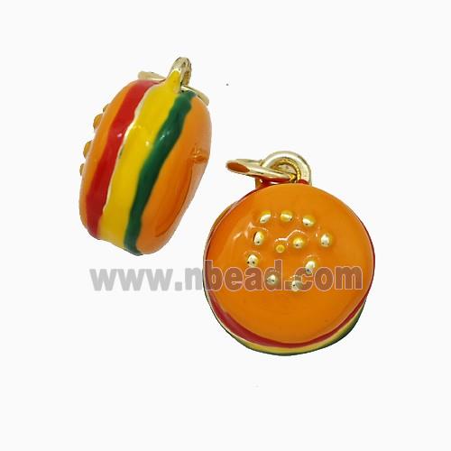 Hamburger Charms Copper Pendant Enamel Gold Plated