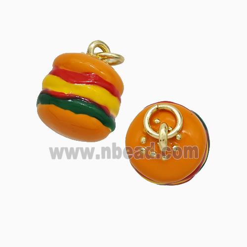 Hamburger Charms Copper Pendant Enamel Gold Plated