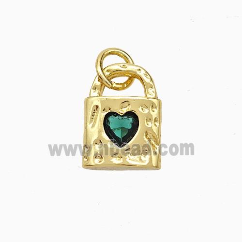 Copper Lock Pendant Pave Zirconia Gold Plated