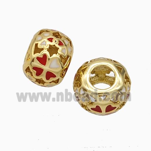 Copper Rondelle Beads Enamel Large Hole Gold Plated