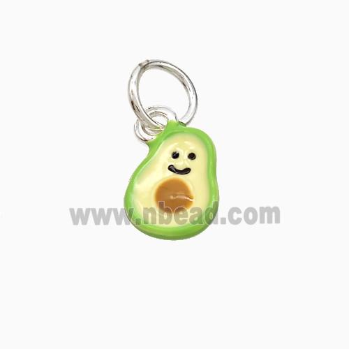 Copper Pear Pendant Green Enamel Smileface Platinum Plated
