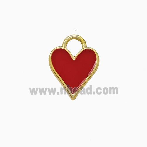 Copper Heart Pendant Red Enamel Gold Plated