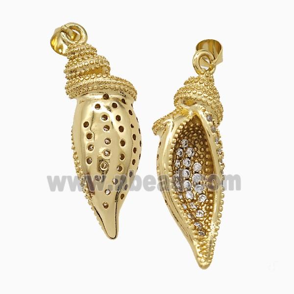 Copper Pendant Pave Zircon, Gold Plated