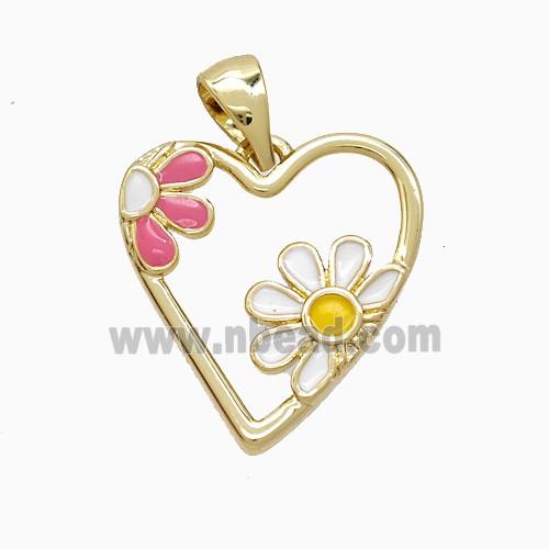 Enamel Copper Pendant, Gold Plated