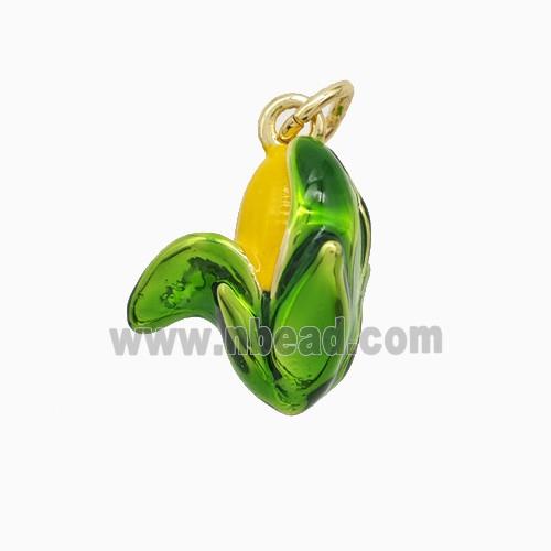 Enamel Copper Pendant, Gold Plated