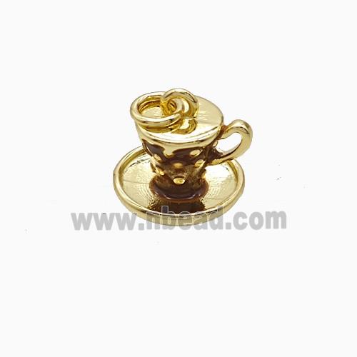 Enamel Copper Pendant, Gold Plated