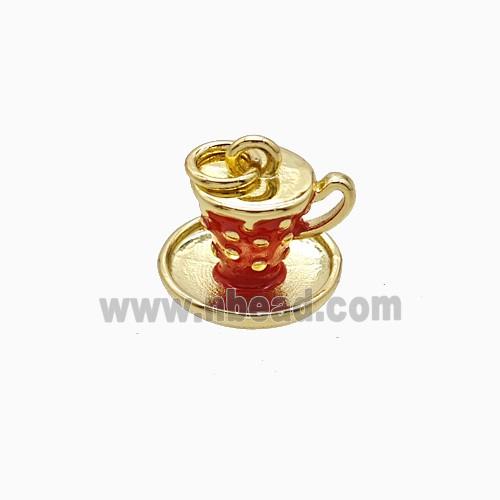 Enamel Copper Pendant, Gold Plated
