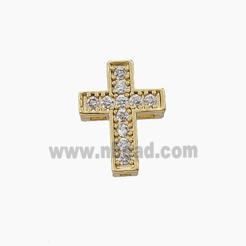 Copper Cross Beads Micropave Zirconia Gold Plated