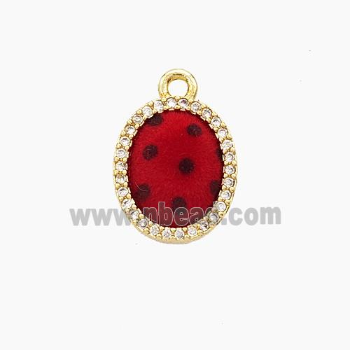 Copper Oval Pendant Pave Zirconia Resin Gold Plated