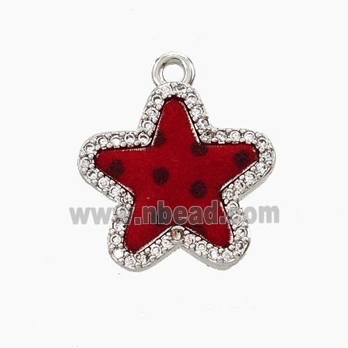Copper Star Pendant Pave Zirconia Resin Platinum Plated