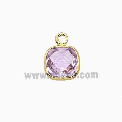 Lt.purple Crystal Glass Square Pendant