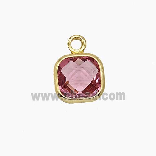 Red Crystal Glass Square Pendant