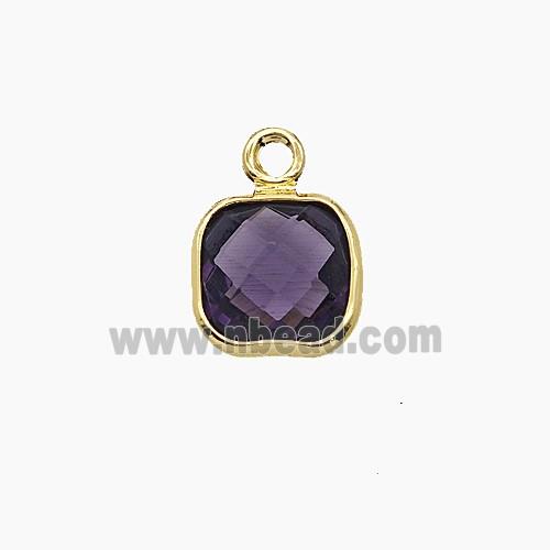 Purple Crystal Glass Square Pendant