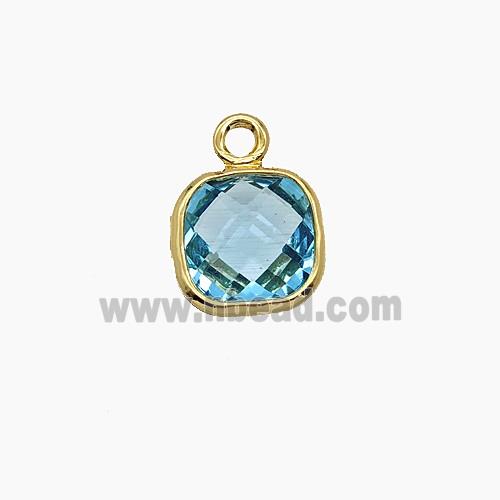 Aqua Crystal Glass Square Pendant
