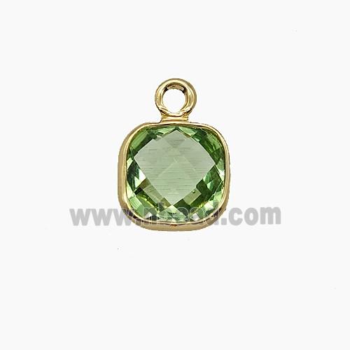 Green Crystal Glass Square Pendant