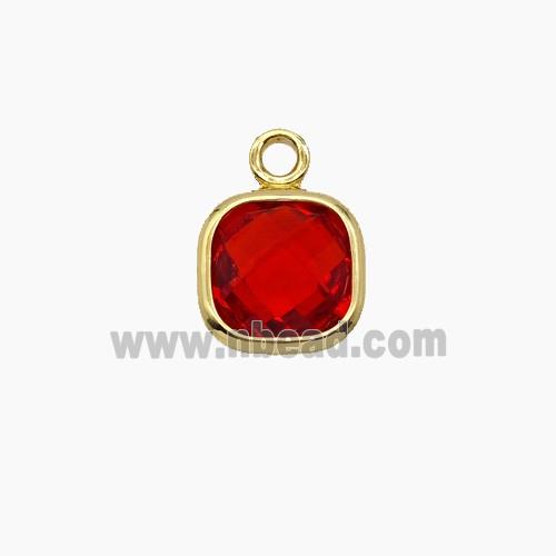 Red Crystal Glass Square Pendant