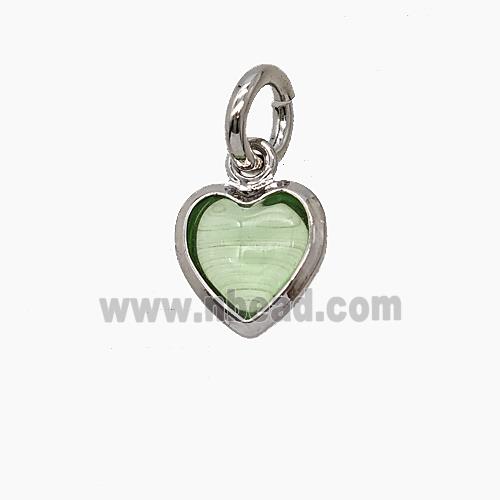 Green Catseye Glass Heart Pendant