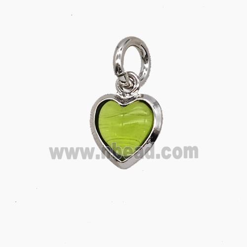 Olive Catseye Glass Heart Pendant