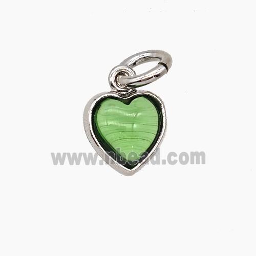 Green Catseye Glass Heart Pendant
