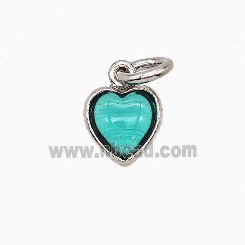 Teal Catseye Glass Heart Pendant