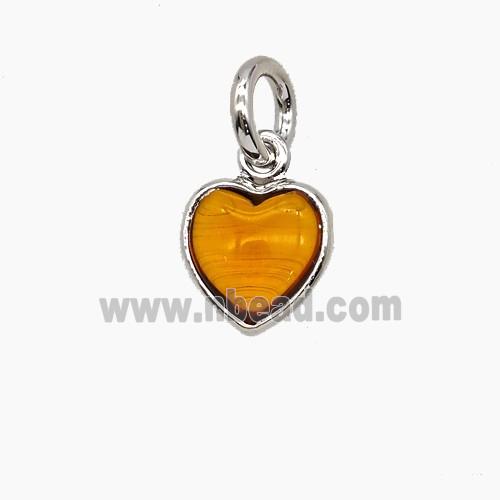 Orange Catseye Glass Heart Pendant