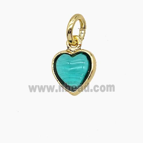 Teal Catseye Glass Heart Pendant